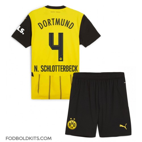 Borussia Dortmund Nico Schlotterbeck #4 Hjemmebanesæt Børn 2024-25 Kortærmet (+ Korte bukser)